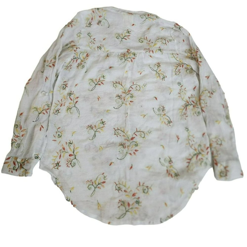 Figs and Flower Women's White Embroidered Floral Long Sleeve Blouse Size Small - Picture 5 of 14